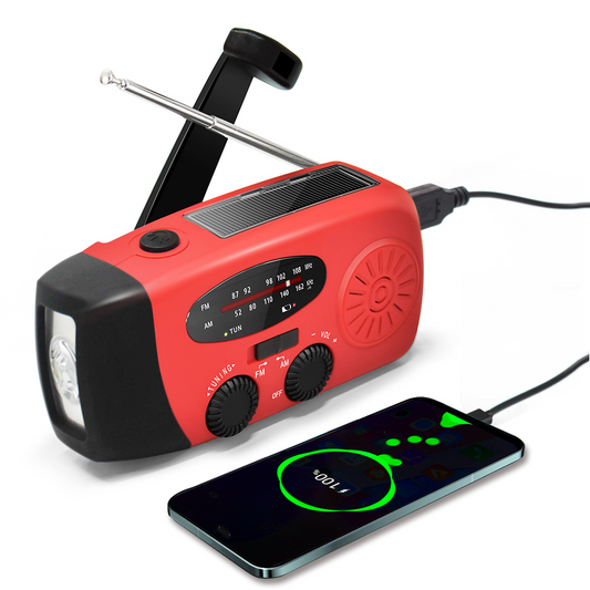 Emergency Hand Crank Radio with LED Flashlight – Portable AM/FM NOAA Weather Radio with 2000mAh Power Bank and Phone Charger, USB and Solar Powered for Camping and Emergencies