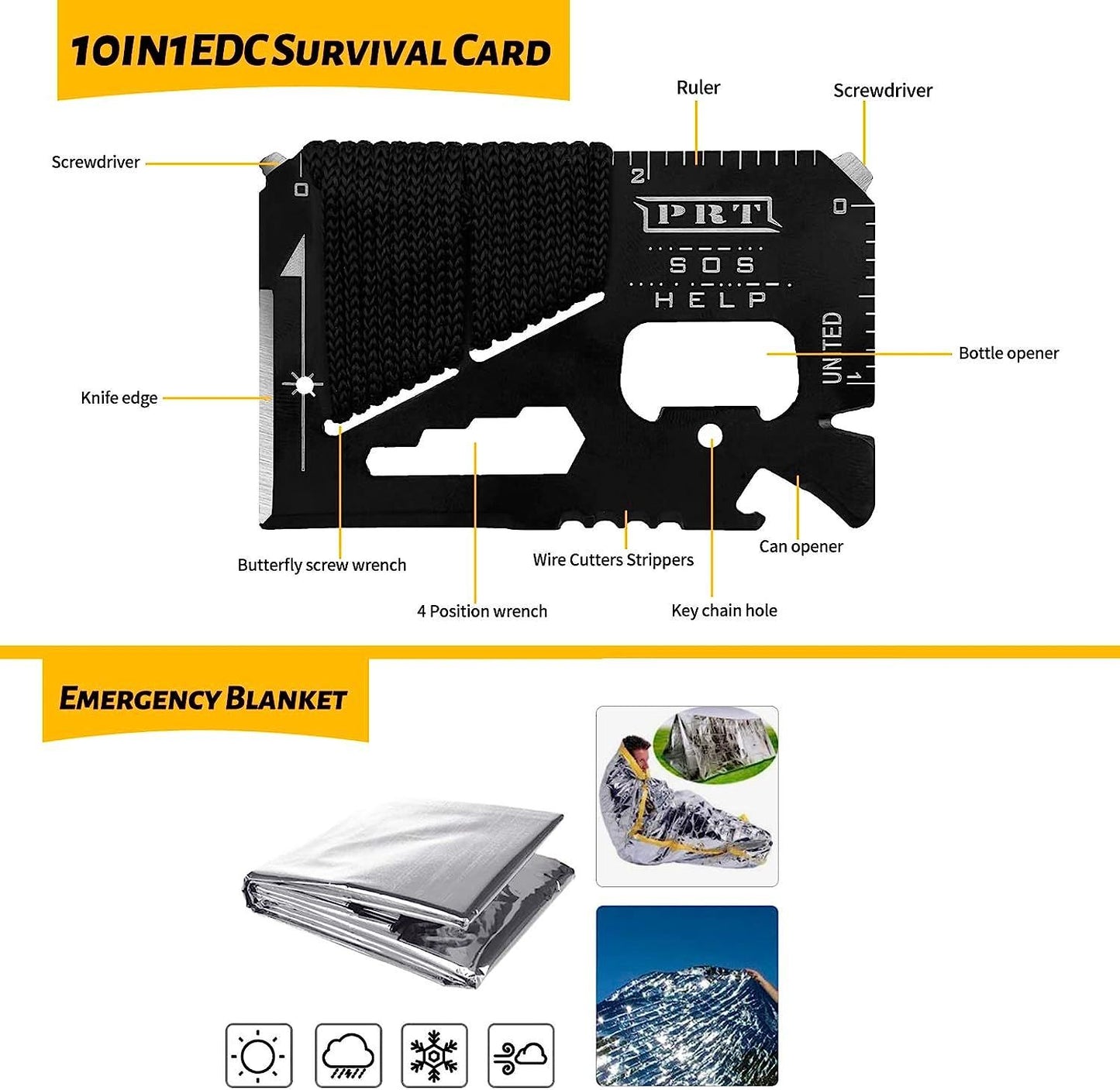 ANTARCTICA 60-in-1 Emergency Survival Gear Kit – All-in-One Outdoor Tool with Bracelet, Whistle, Flashlight, Pliers, Pen, Wire Saw for Camping, Hiking, Climbing, and Car Emergencies