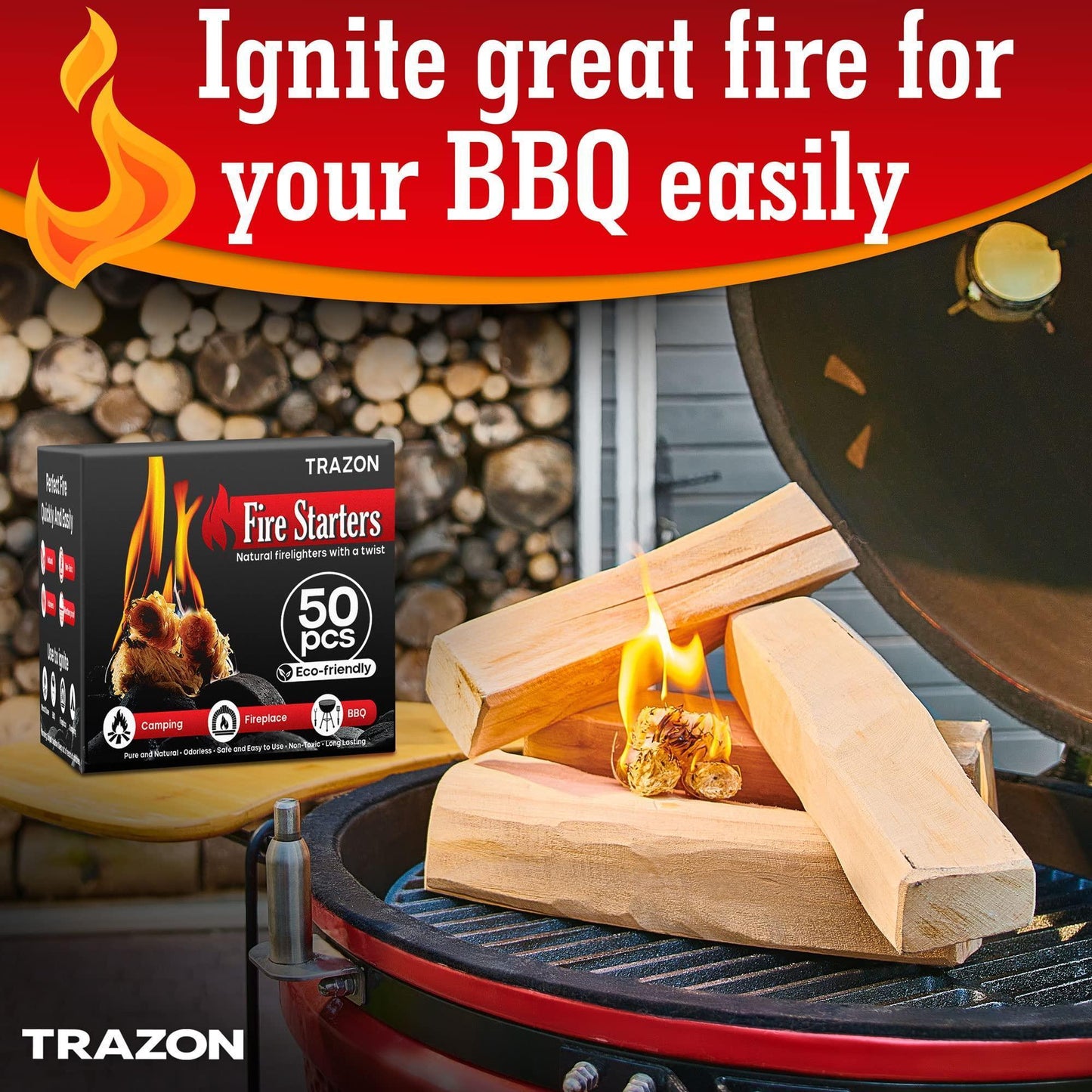 Fire Starters – Reliable Ignition for Indoor Fireplaces, Campfires, Wood Stoves, Grills, Charcoal Chimneys, Fire Pits, and BBQ Accessories