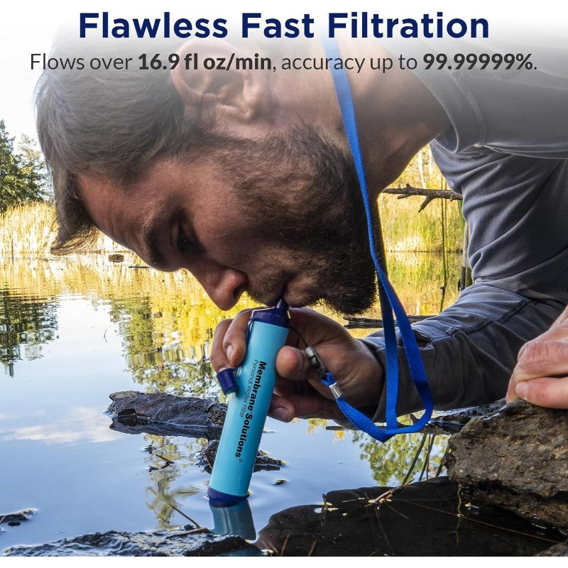 Membrane Solutions Straw Water Filter – Portable Survival Filtration Gear for Emergency Preparedness and Safe Drinking While Hiking