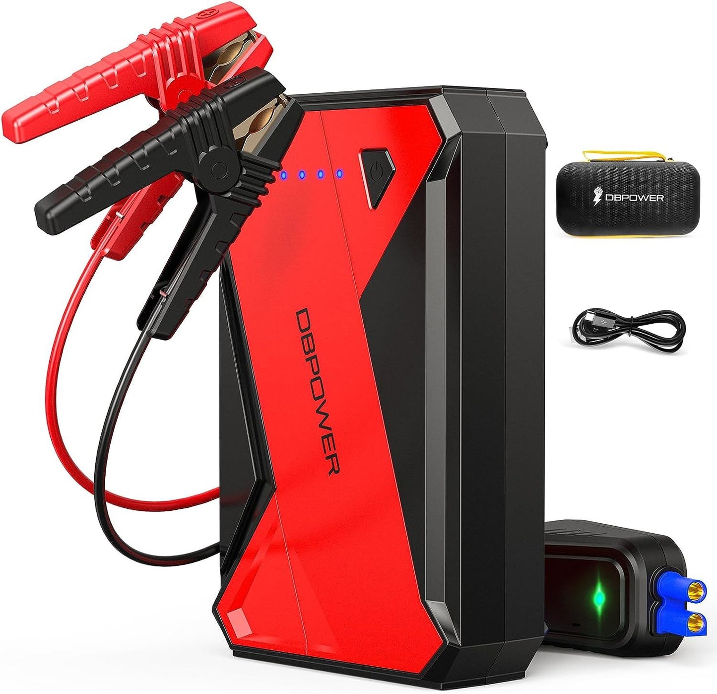 DBPOWER 1000A Portable Car Jump Starter – 12V Lithium-Ion Battery Booster for Up to 7.0L Gas & 5.5L Diesel Engines with LCD Screen, USB Quick Charge, and LED Flashlight