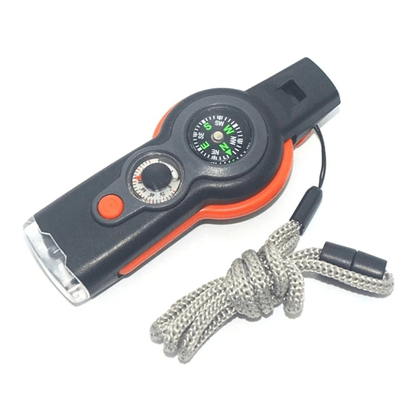 7-in-1 Military Survival Whistle – Multi-Function Emergency Life-Saving Tool with Flashlight, Compass, and Accessories for Outdoor Camping, Fishing, Hiking, and Hunting